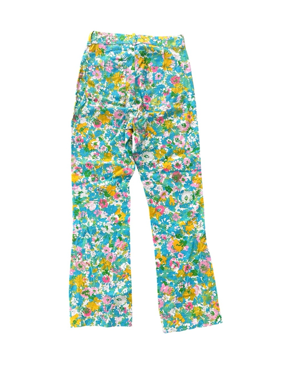 Zara Women's Size 00 Floral Linen Blend Mini Flare Trouser Pants Cropped, NWOT - Picture 3 of 5